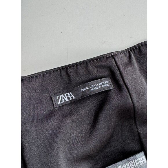 ZARA Black 100% Genuine Leather Zipper Stretch Wide Waist Corset Belt, Size M - Picture 7 of 14